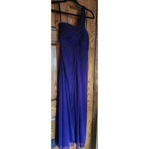 Vtg 90s Cindy Royal Purple Prom Dress Sz L Polyester w/ Scarf